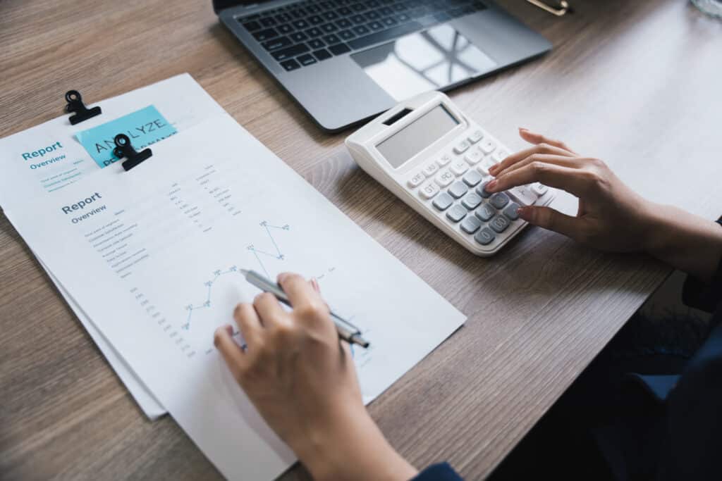 Person working on a financial report