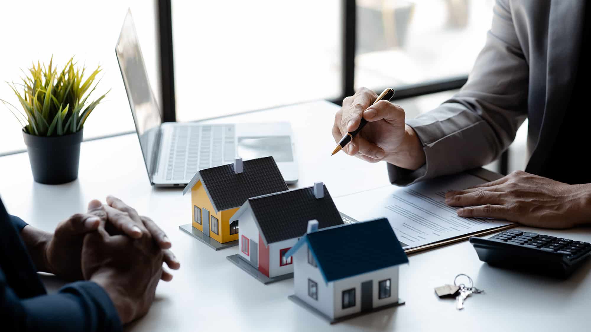 real estate agent showing houses to a client